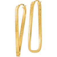 14K Yellow Gold 54mm Textured Twisted Oval Hoop Earrings by Oro Pregiato