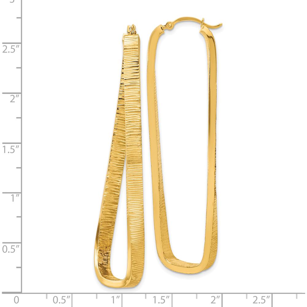 14K Yellow Gold 54mm Textured Twisted Oval Hoop Earrings by Oro Pregiato