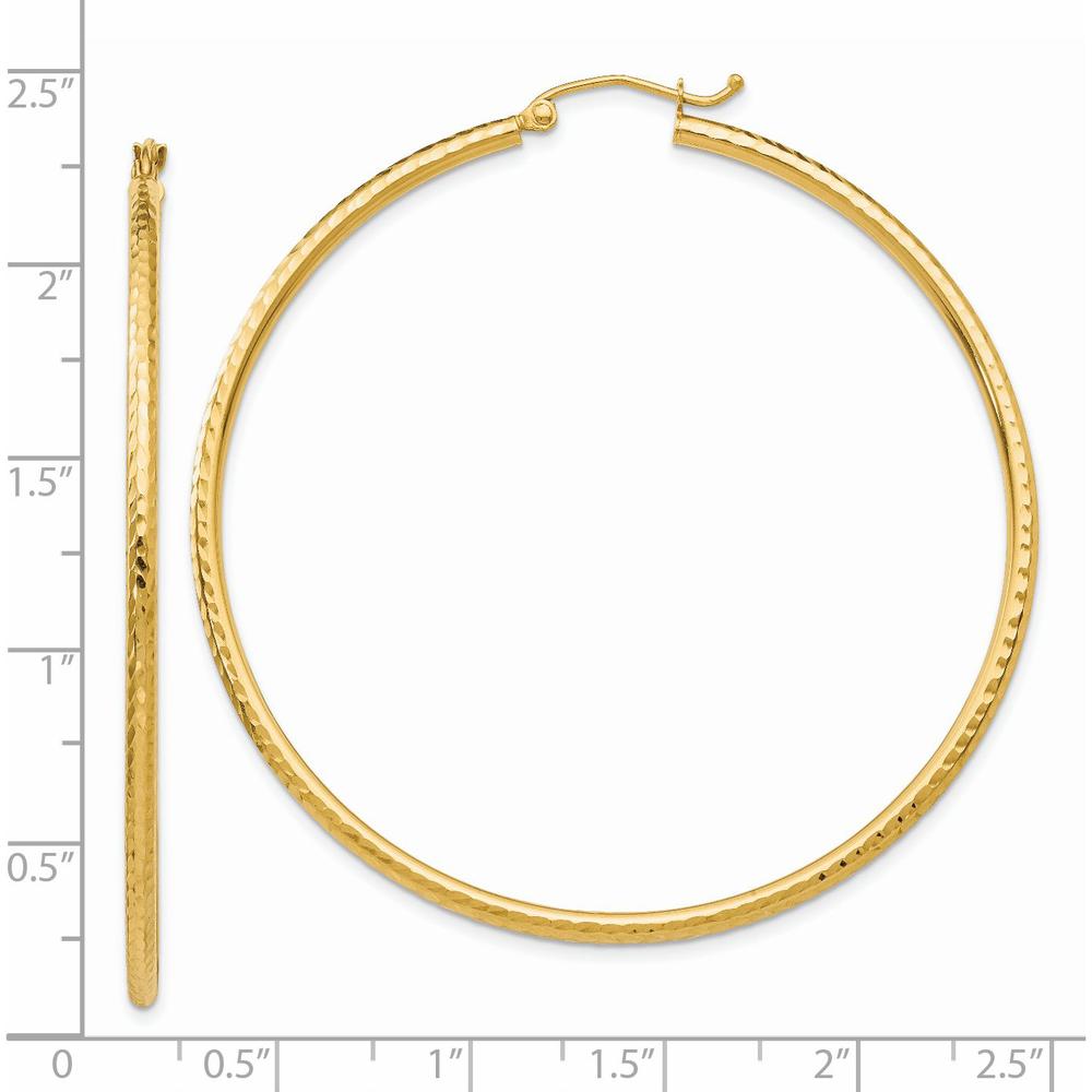 14K Yellow Gold 55mm Diamond-Cut Tube Hoop Earrings - Polished Finish by 0