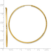 14K Yellow Gold 55mm Endless Hoop Earrings with Diamond-Cut Texture by 0