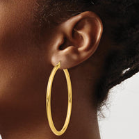 14K Yellow Gold 55mm Polished Tube Hoop Earrings - 3mm Thickness by 0