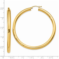 14K Yellow Gold 55mm Polished Tube Hoop Earrings - Lightweight Design by 0