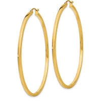 14K Yellow Gold 55mm Square Tube Hoop Earrings with Polished Finish by 0