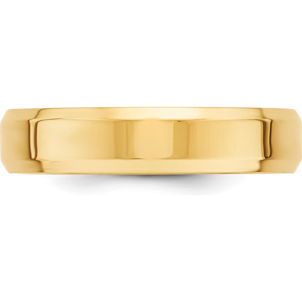14K Yellow Gold 5mm Beveled Edge Comfort Fit Wedding Band - Size 8 by Luciano & Cie
