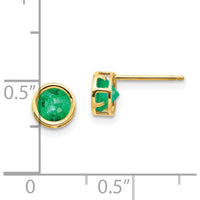 14K Yellow Gold 5mm Bezel Set Round Emerald Stud Earrings - 0.53 Carat Total Weight by Oro Pregiato