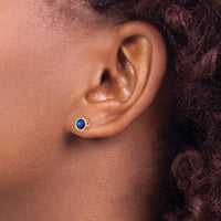 14K Yellow Gold 5mm Bezel-Set Round Sapphire Stud Earrings - 0.70 Carat Total Gem Weight by Oro Pregiato