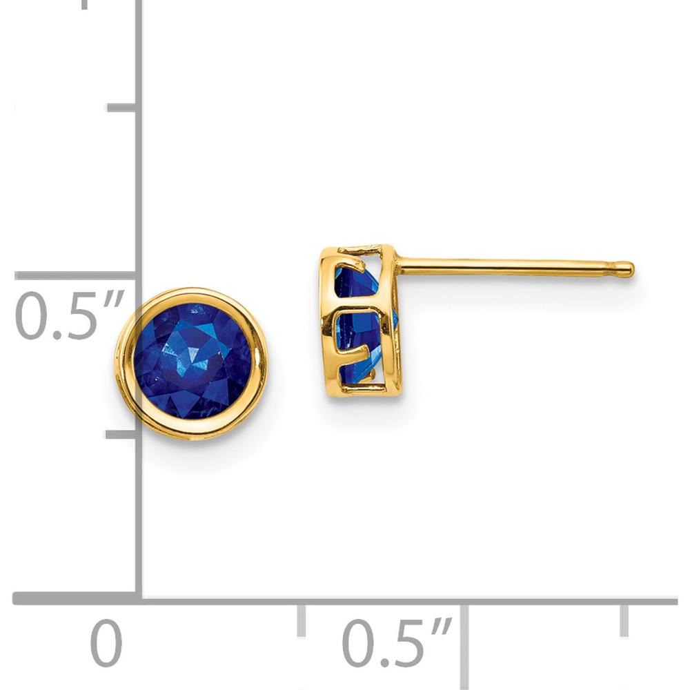 14K Yellow Gold 5mm Bezel-Set Round Sapphire Stud Earrings - 0.70 Carat Total Gem Weight by Oro Pregiato