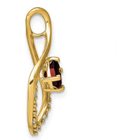 14K Yellow Gold 5mm Cushion Cut Garnet and Diamond Leaf Design Pendant - 0.7 Carat Total Garnet Weight by Lumare Gioia