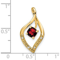 14K Yellow Gold 5mm Cushion Cut Garnet and Diamond Leaf Design Pendant - 0.7 Carat Total Garnet Weight by Lumare Gioia