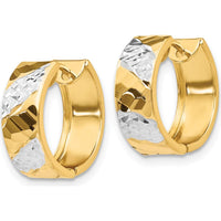 14K Yellow Gold 5mm Diamond-Cut Rhodium Hoop Earrings by 0