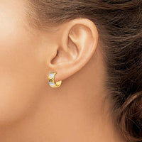 14K Yellow Gold 5mm Diamond-Cut Rhodium Hoop Earrings by 0