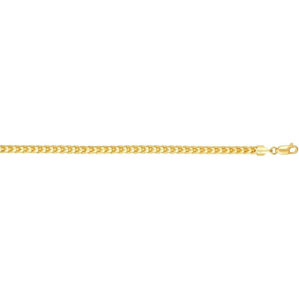 14K Yellow Gold 5mm Diamond Cut Round Franco Chain Bracelet - 8.5" by Orozza Fine Jewelry