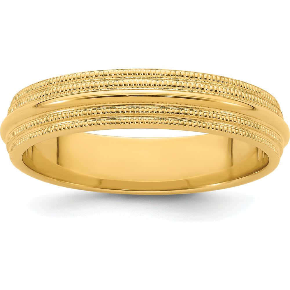 14K Yellow Gold 5mm Double Milgrain Comfort Fit Wedding Band - Size 14 by Luciano & Cie