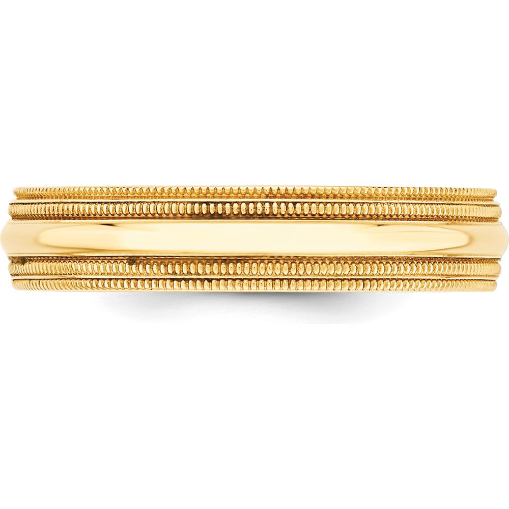 14K Yellow Gold 5mm Double Milgrain Comfort Fit Wedding Band - Size 14 by Luciano & Cie