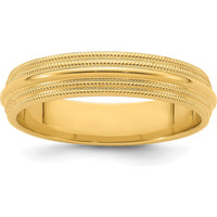 14K Yellow Gold 5mm Double Milgrain Comfort Fit Wedding Band - Size 6.5 by Luciano & Cie