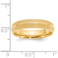 14K Yellow Gold 5mm Double Milgrain Comfort Fit Wedding Band - Size 6.5 by Luciano & Cie