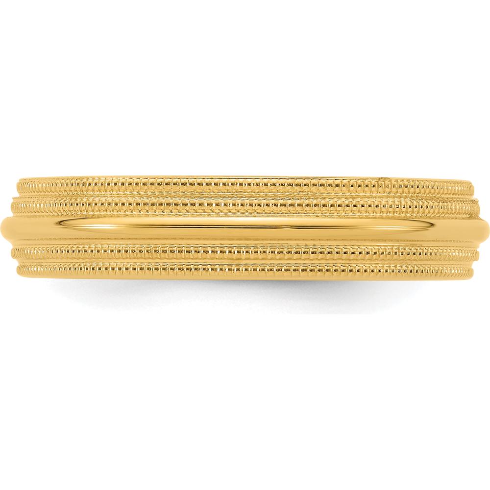 14K Yellow Gold 5mm Double Milgrain Comfort Fit Wedding Band - Size 6 by Luciano & Cie