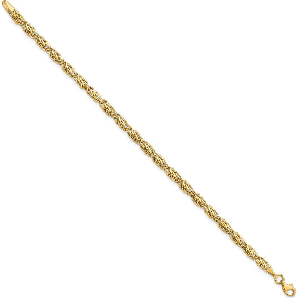 14K Yellow Gold 5mm Fancy Byzantine Link Bracelet - 7.5" Length by 0