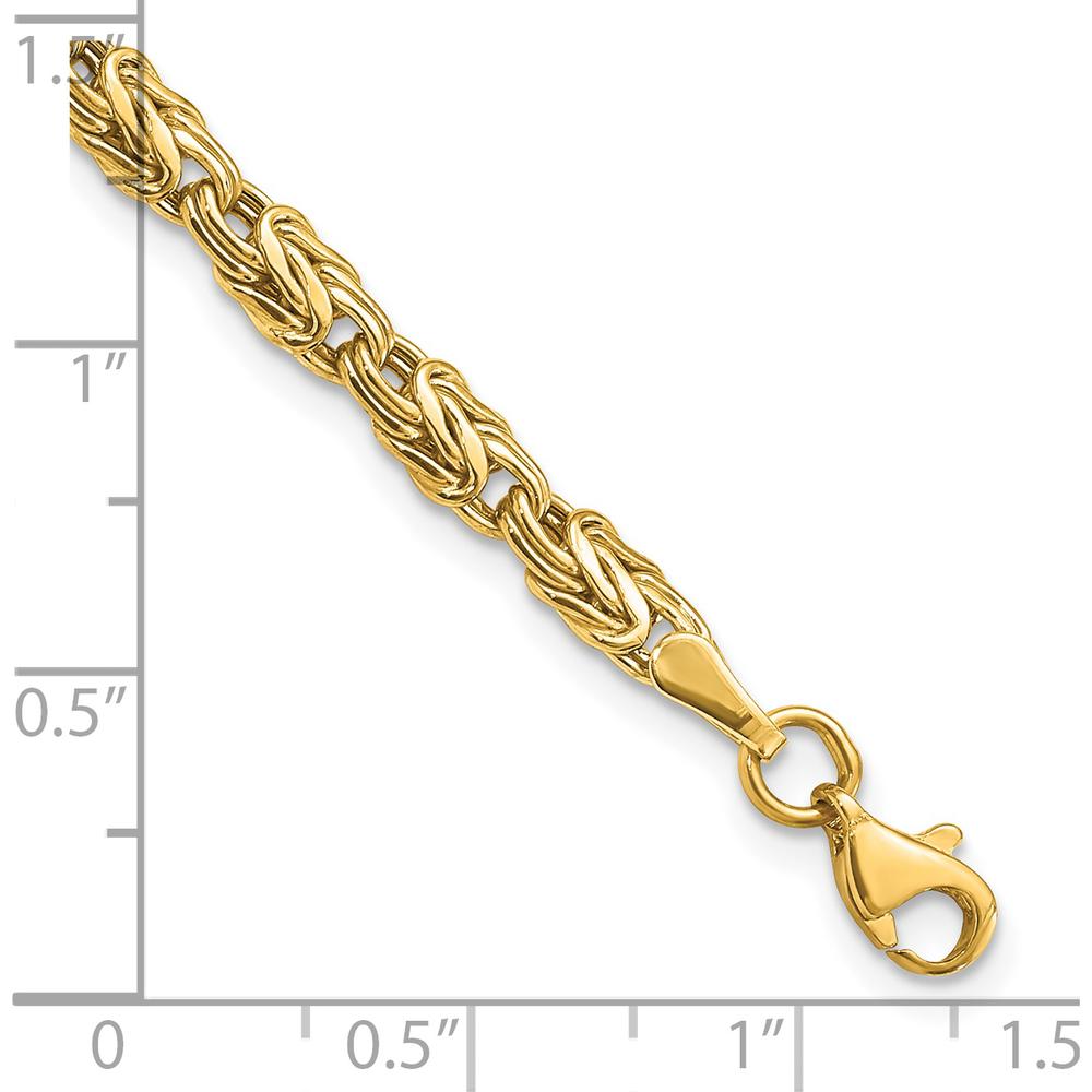 14K Yellow Gold 5mm Fancy Byzantine Link Bracelet - 7.5" Length by 0