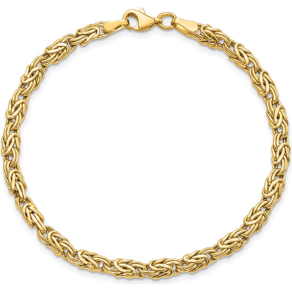 14K Yellow Gold 5mm Fancy Byzantine Link Bracelet - 7.5" Length by 0