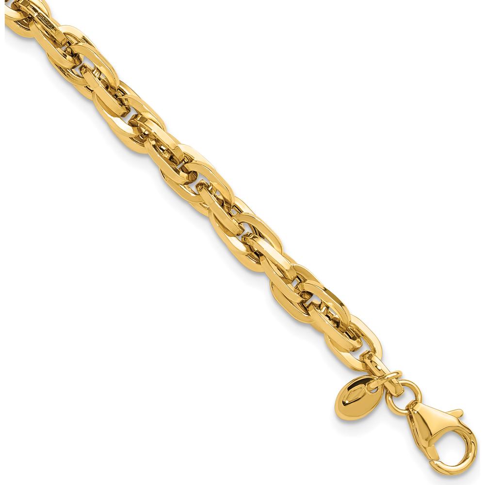14K Yellow Gold 5mm Fancy Rope Link Bracelet - 7.5" Length by Oro Pregiato