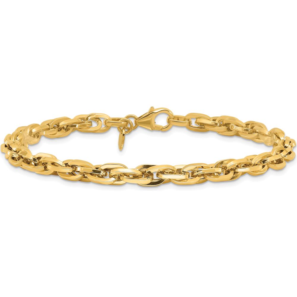 14K Yellow Gold 5mm Fancy Rope Link Bracelet - 7.5" Length by Oro Pregiato