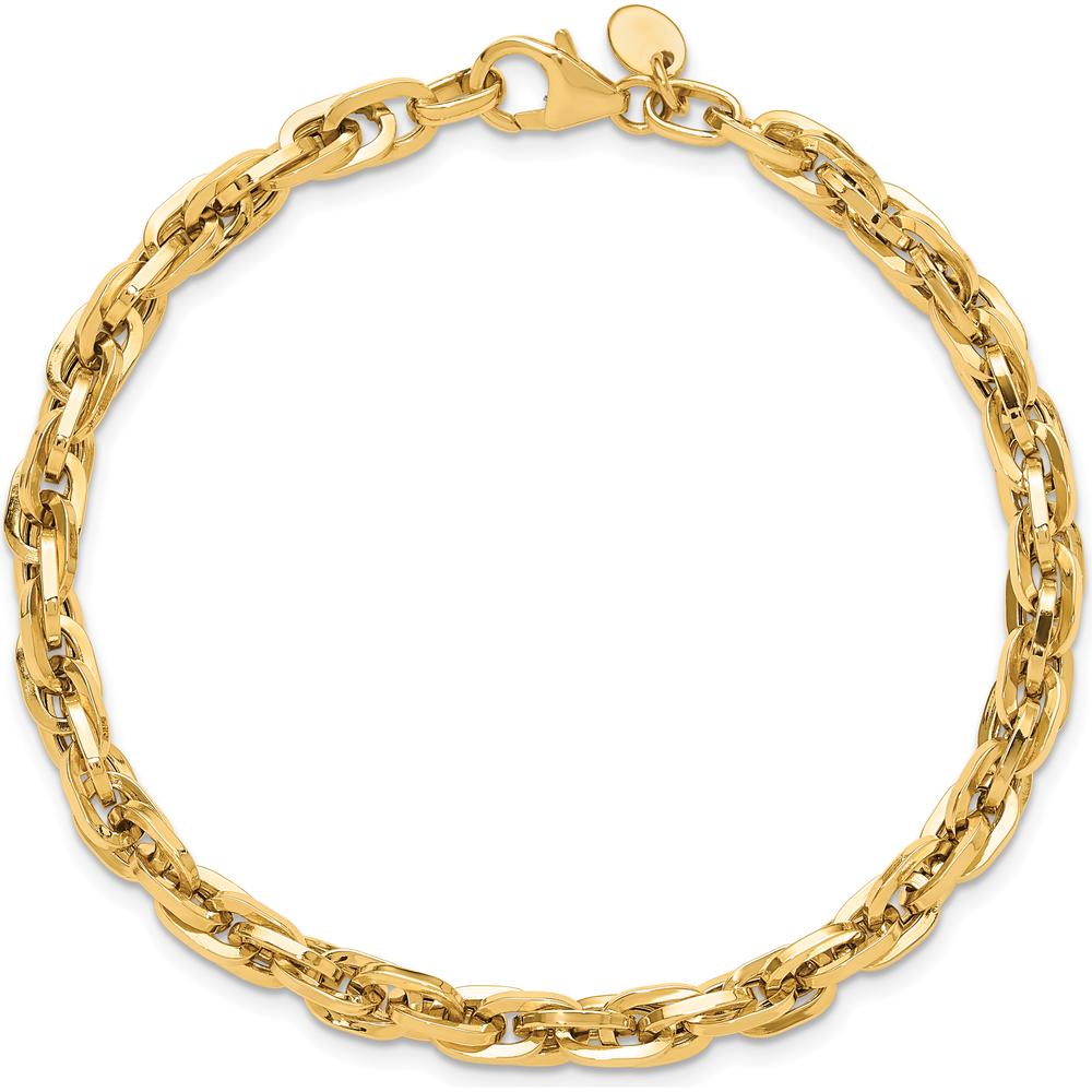 14K Yellow Gold 5mm Fancy Rope Link Bracelet - 7.5" Length by Oro Pregiato