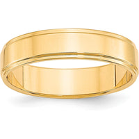 14K Yellow Gold 5mm Flat Wedding Band with Step-Down Edge - Size 4.5 by Luciano & Cie