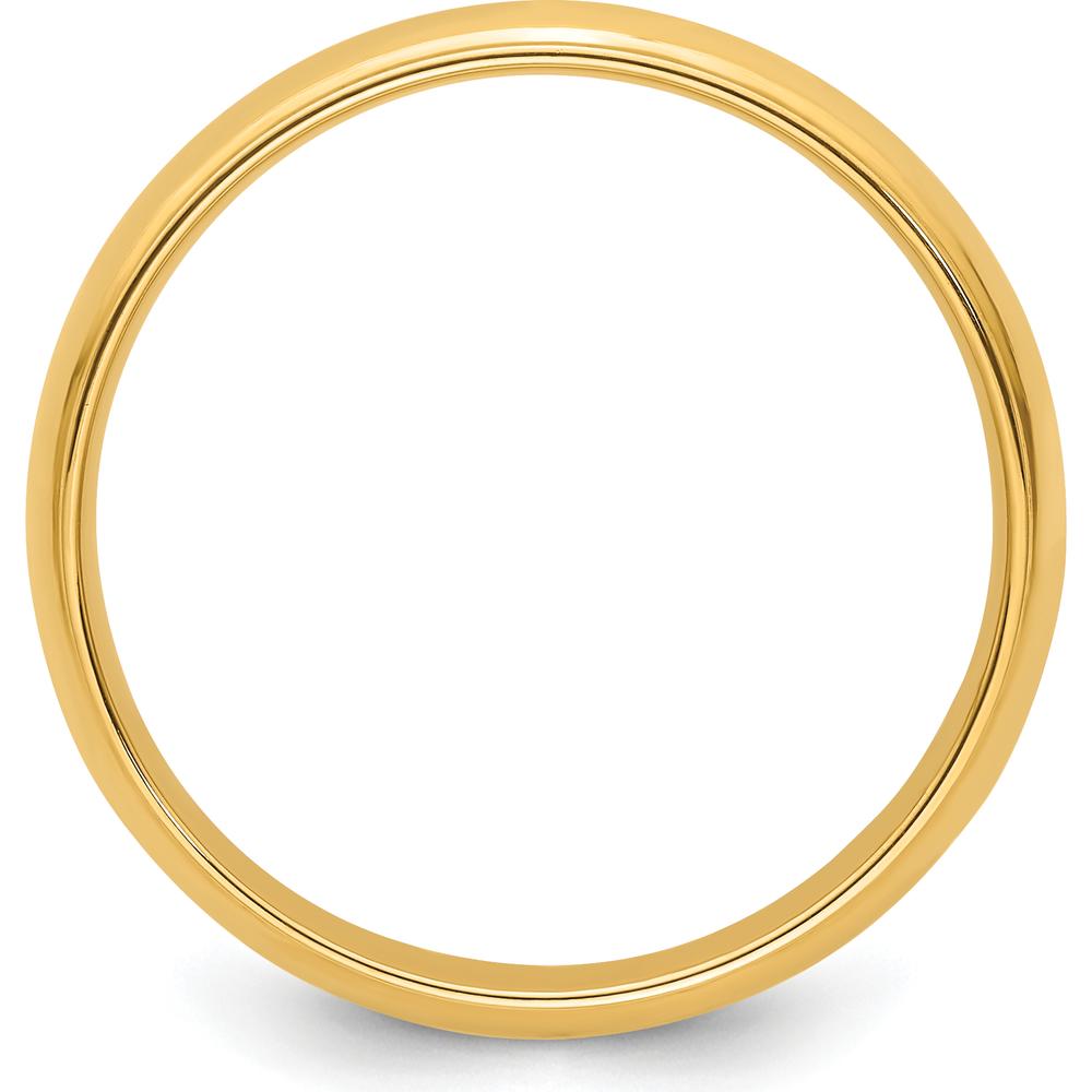 14K Yellow Gold 5mm Half Round Wedding Band with Ridged Edge - Size 13