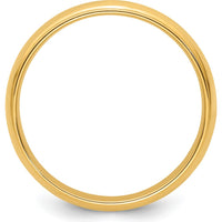 14K Yellow Gold 5mm Half Round Wedding Band with Ridged Edges - Size 14 by Luciano & Cie