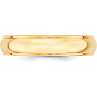 14K Yellow Gold 5mm Half Round Wedding Band with Ridged Edges - Size 14 by Luciano & Cie