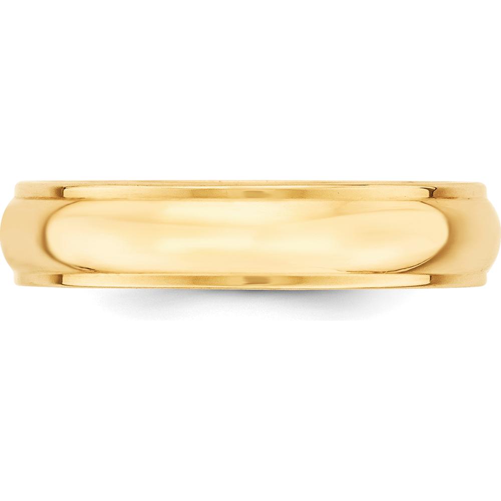 14K Yellow Gold 5mm Half Round Wedding Band with Ridged Edges - Size 14 by Luciano & Cie