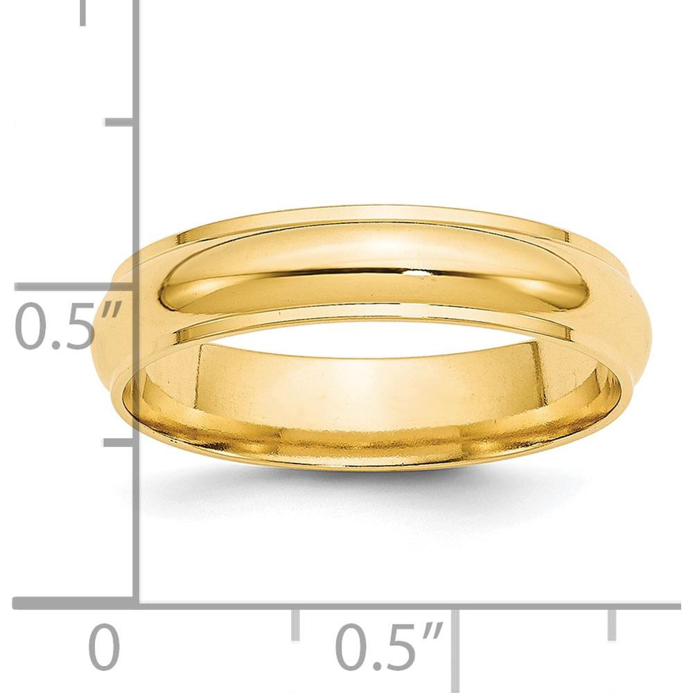 14K Yellow Gold 5mm Half Round Wedding Band with Ridged Edges - Size 14 by Luciano & Cie