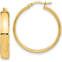 14K Yellow Gold 5mm High Polish 30mm Hoop Earrings by 0