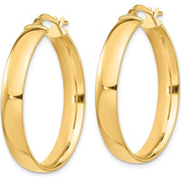 14K Yellow Gold 5mm High Polish 30mm Hoop Earrings by 0
