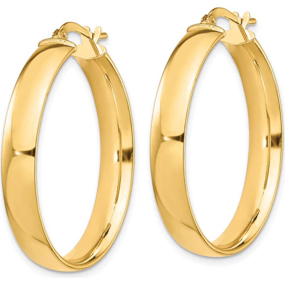 14K Yellow Gold 5mm High Polish 30mm Hoop Earrings by 0