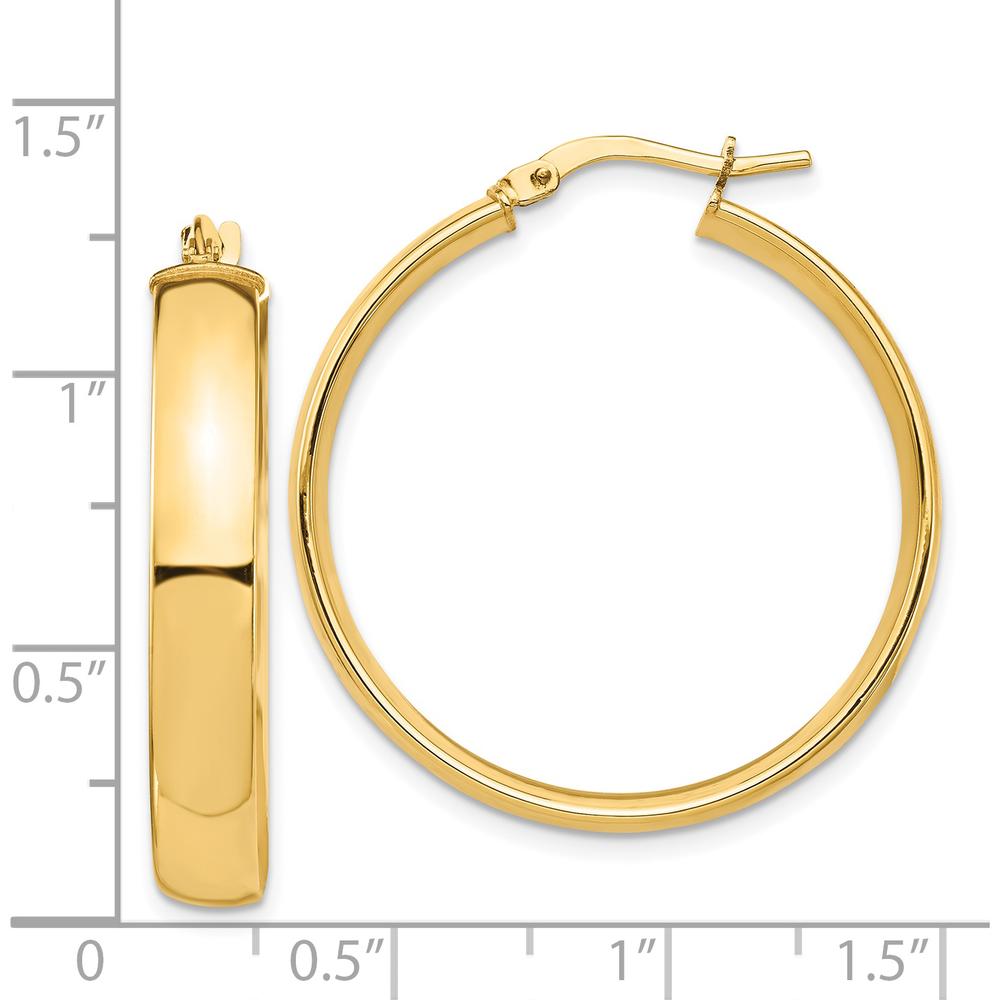 14K Yellow Gold 5mm High Polish 30mm Hoop Earrings by 0