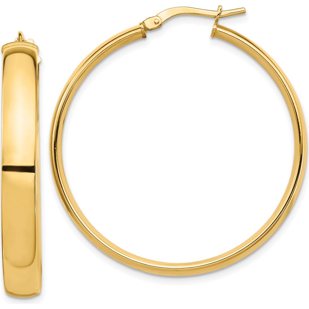 14K Yellow Gold 5mm High Polish Large Hoop Earrings by 0