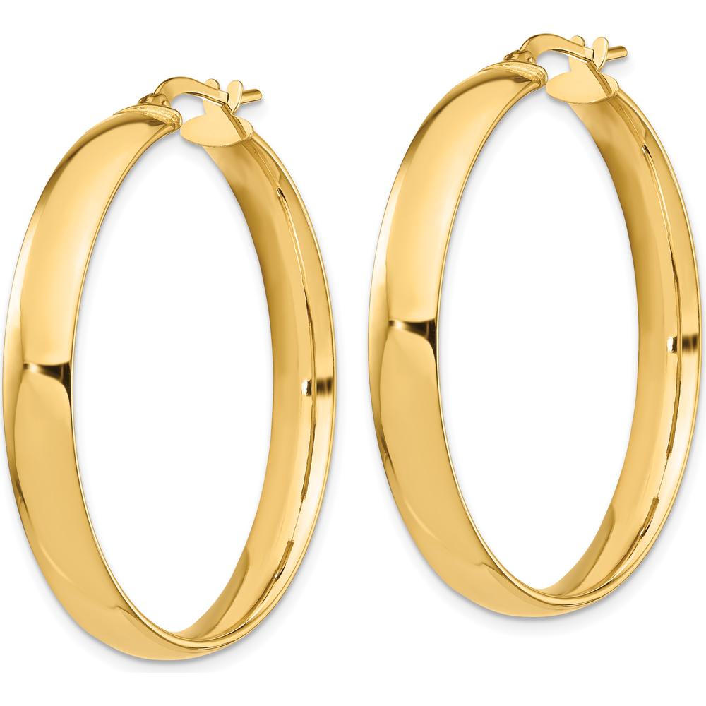 14K Yellow Gold 5mm High Polish Large Hoop Earrings by 0