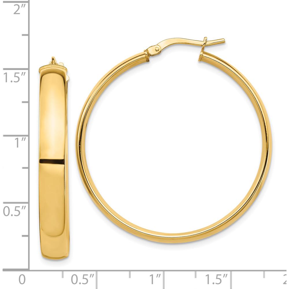 14K Yellow Gold 5mm High Polish Large Hoop Earrings by 0