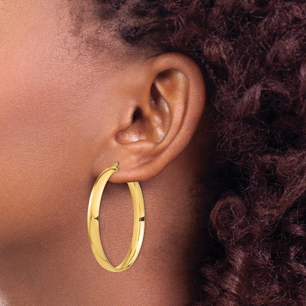 14K Yellow Gold 5mm High-Polished Large Hoop Earrings by 0