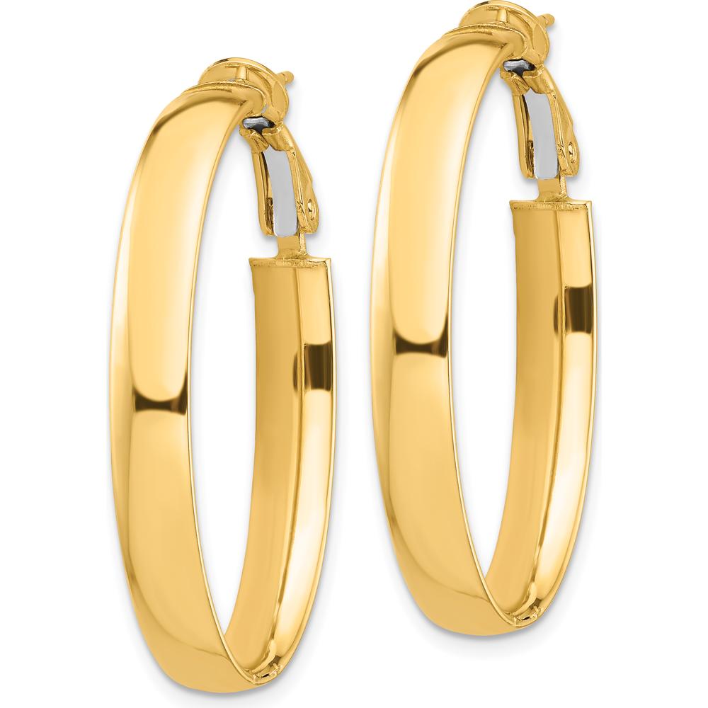 14K Yellow Gold 5mm High Polished Oval Omega Back Hoop Earrings - Classic Women's Jewelry by Oro Pregiato