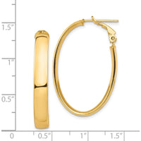 14K Yellow Gold 5mm High Polished Oval Omega Back Hoop Earrings - Classic Women's Jewelry by Oro Pregiato
