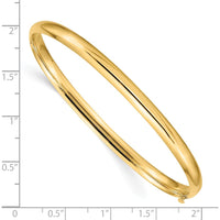 14K Yellow Gold 5mm Hinged Oval Bangle Bracelet with Polished Finish by Oro Pregiato