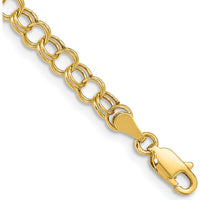 14K Yellow Gold 5mm Hollow Double Link 7" Charm Bracelet by Oro Pregiato