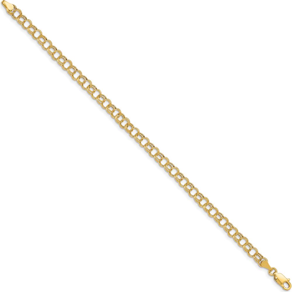 14K Yellow Gold 5mm Hollow Double Link 7" Charm Bracelet by Oro Pregiato