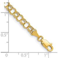 14K Yellow Gold 5mm Hollow Double Link 7" Charm Bracelet by Oro Pregiato