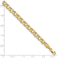 14K Yellow Gold 5mm Hollow Double Link Charm Bracelet with Diamond-Cut Texture - 7.25" Length by 0