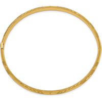 14K Yellow Gold 5mm Laser-Cut Hinged Bangle Bracelet by Oro Pregiato