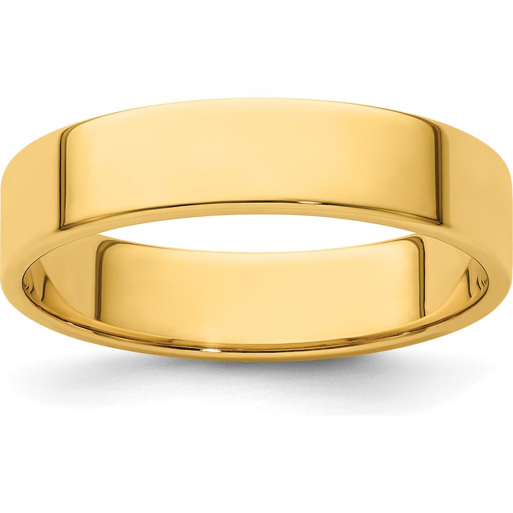 14K Yellow Gold 5mm Lightweight Flat Wedding Band - Size 14 by Luciano & Cie